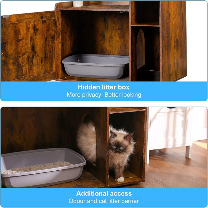 Hey-brother Cat Tree with XL Litter Box Enclosure, All-in-one Cat Tower - Image 6