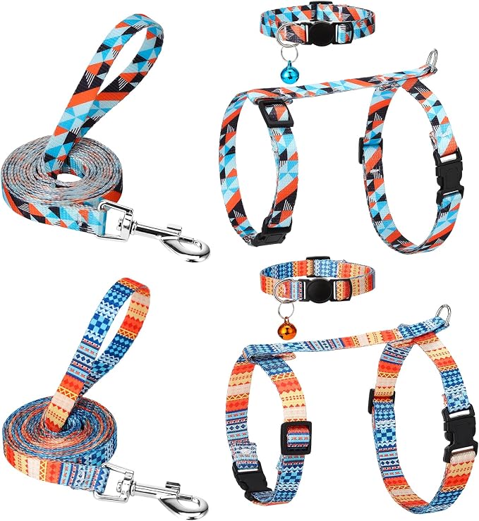 2 Pack Cat Harness and Leash Set, Escape Proof Adjustable Kitten Harness by Guiqulai