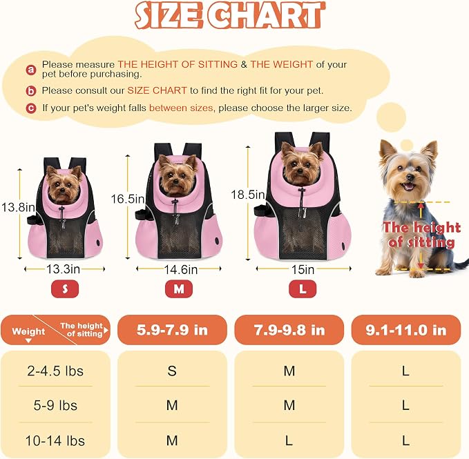 WOYYHO Pet Dog Carrier Backpack Small Dog Front Backpack Ventilated Mesh Dog - Image 4