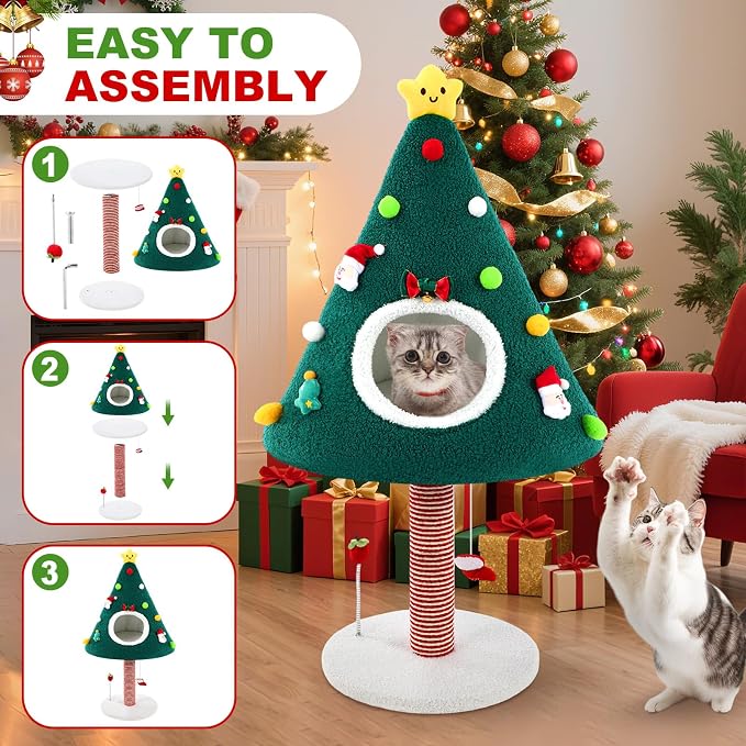 36.6 Inch Christmas Cat Tower - Image 4