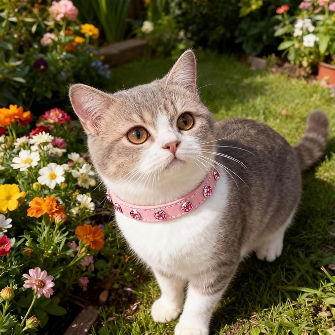 EXPAWLORER Leather Cat Collar for Girl Boy- Adjustable Pet Collar - Image 7