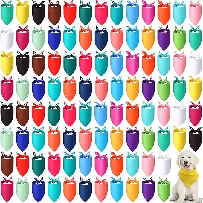 Kacctyen 100 Pieces Dog Bandanas Bulk Plain Blank Heat Transfer Triangle Dog by Kacctyen