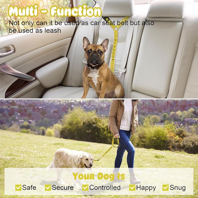 BWOGUE Pet Dog Cat Seat Belts, Car Headrest Restraint Adjustable Safety Leads - Image 6
