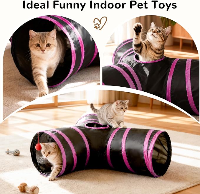 Tempcore Pet Tube Toys 3 Way Collapsible, Cat Tunnels - Image 6