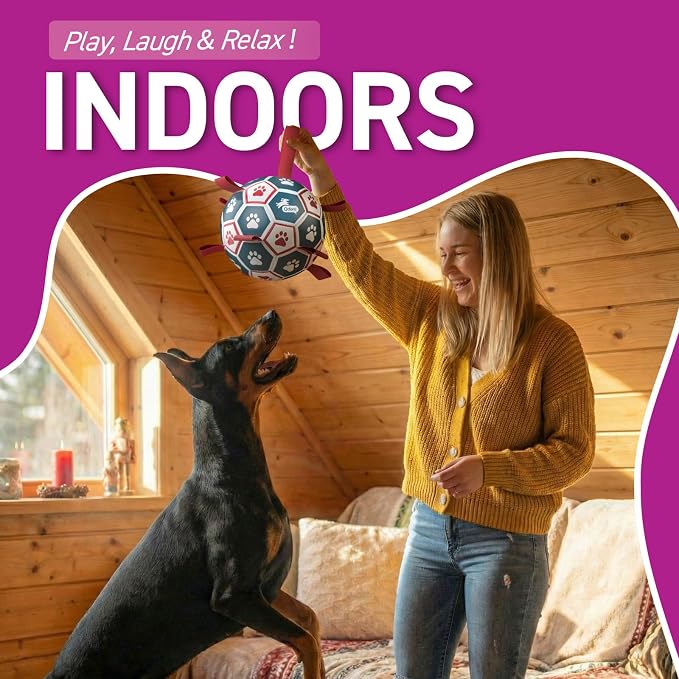 QDAN Dog Toys Soccer Ball with Straps, Durable Giant Dog Balls, Outdoor Dogs - Image 5