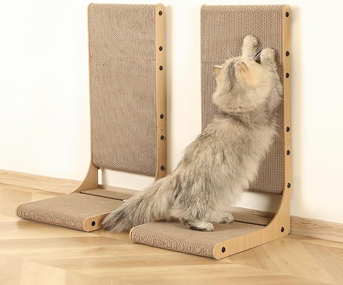 Zakkart 2-Pack Cat Scratching Board, 25.6'' Tall Cardboard L Shape Vertical Cat - Image 7