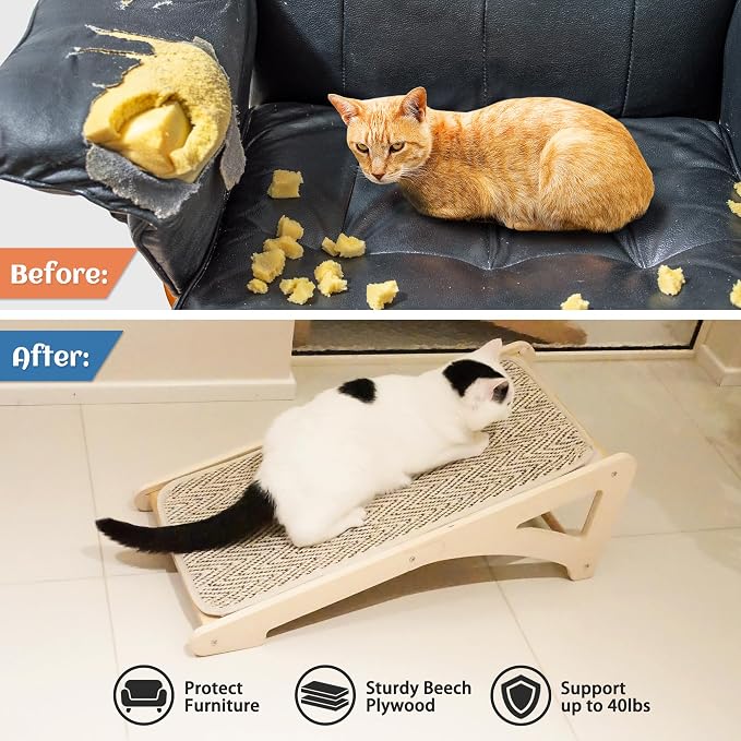 PETKARAY Cat Scratcher, Sisal Scratching Ramp, L Shape Scratch Pad - Image 4