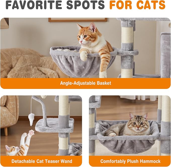 Sweetcrispy 71 inch Cat Tree Tower, Large Multi Level Cat Climbing Tower - Image 5
