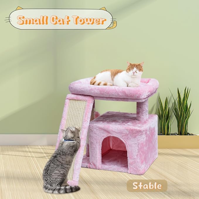 Small Pink Cat Tree for Indoor Cats, Cute Cat Tower - Image 5