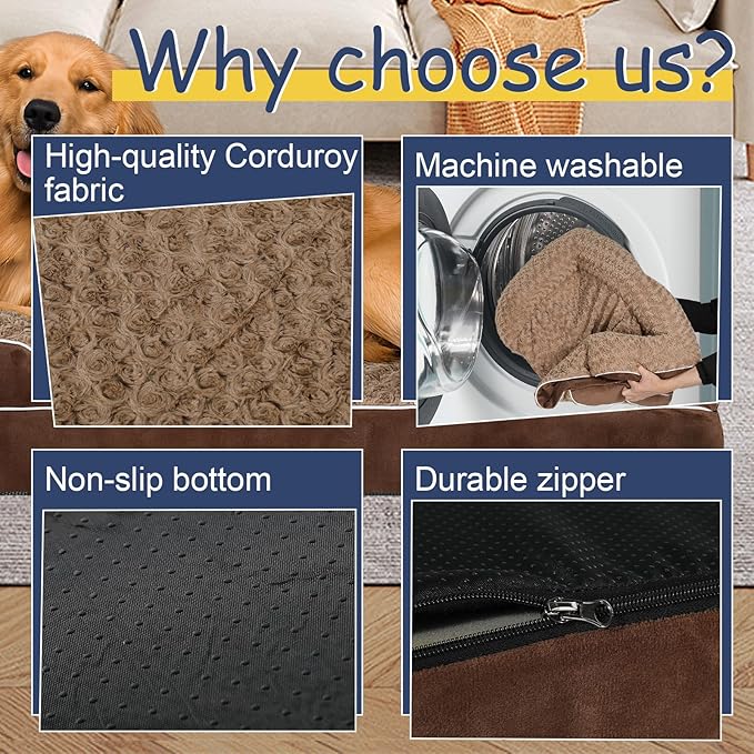 Orthopedic Dog Bed for Large Medium Sized, Washable Memory Foam Large Dog Bed - Image 3