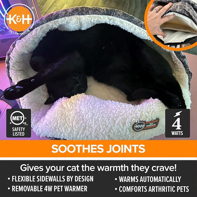 K&H Pet ProductsHeated Cat Bed Indoor, Thermo-Snuggle Cup Bomber Soft Heated - Image 4
