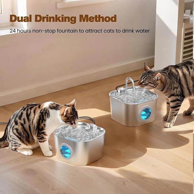 Cat Water Fountain with 8 Filters + 5 Sponges, Small Pet Waterer Dispenser - Image 6