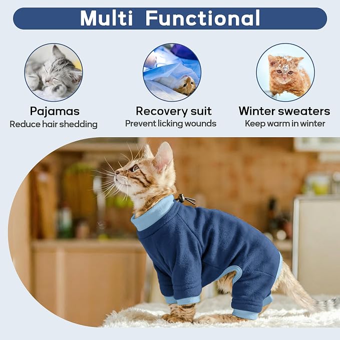 PUMYPOREITY Cat Recovery Suit, Stops Wound Licking After Surgery, Sticky Hair - Image 5