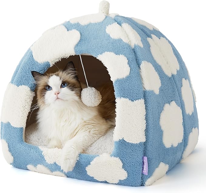 Lesure Cute Cat Beds for Indoor Cats - 2 in 1 Large Cat Cave Bed for Puppy and by Lesure