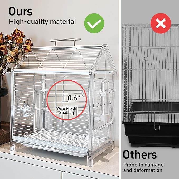 20.5 inch Small Bird Cage, Parrot Cage, Portable Bird Carrier, Travel Carrier - Image 3