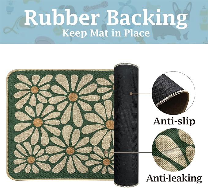 SHIYUE Dog Food Mats for Floors, Absorbent Cat Bowl for Food and Water - Image 2