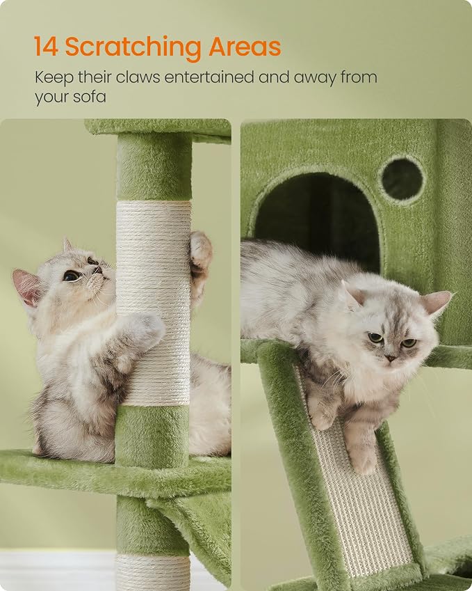 Feandrea Cat Tree, 81.1-Inch Large Cat Tower, 2 Perches, 2 Caves - Image 6