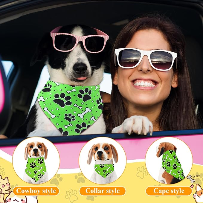 Sanwuta 120 Pcs Bandanas for Dogs Bulk Dog Bone and Paw Print Pattern Triangle - Image 4