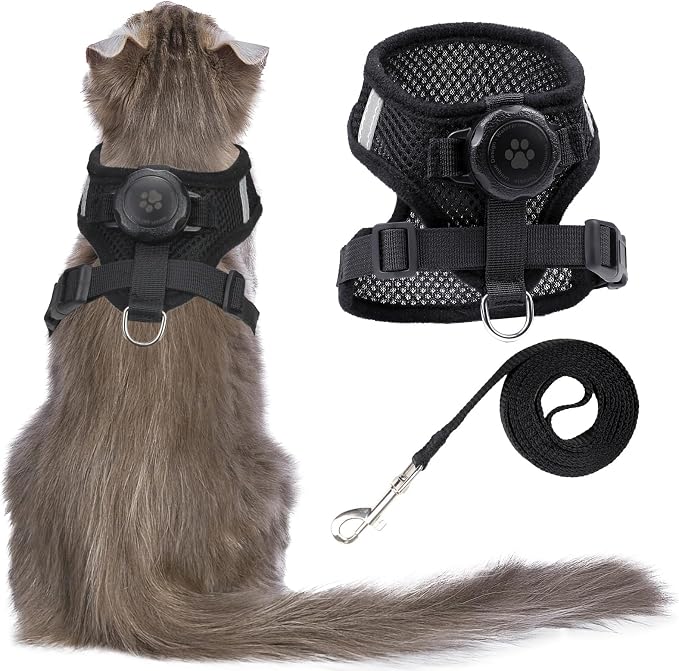 AirTag Cat Harness and Leash for Walking, Integrated Cat Vest by FURRIGO