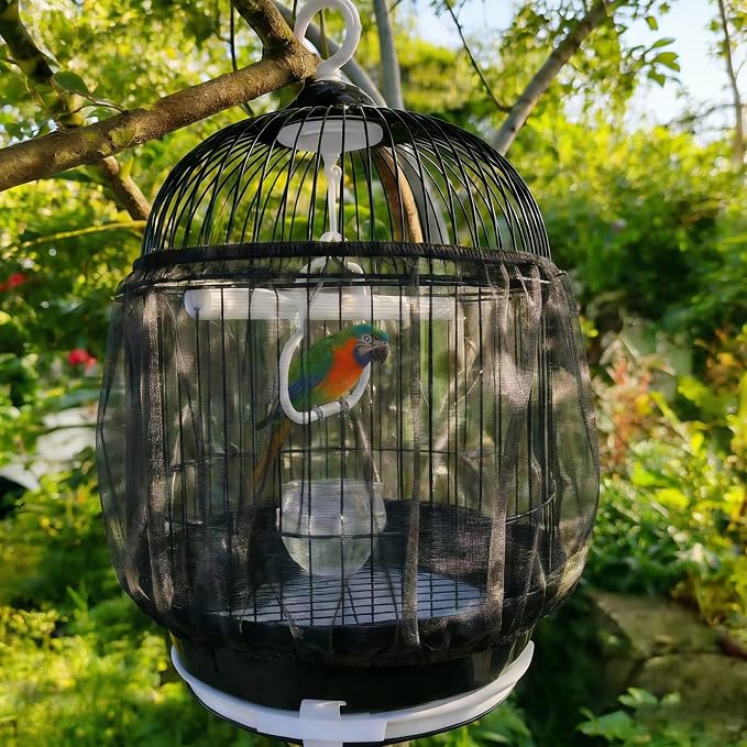 2 Pcs Bird Cage Seed Catcher, Adjustable Bird Cage Net Cover, Reusable Soft - Image 5
