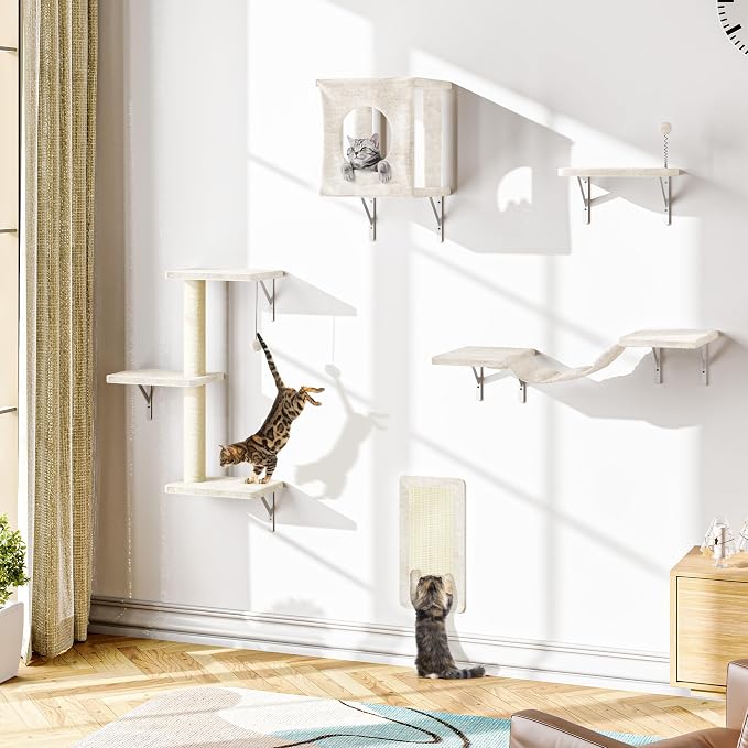 Wall Mounted Cat Furniture, Scratching Post, Indoor Safe & Stable Furniture by NUNULAB