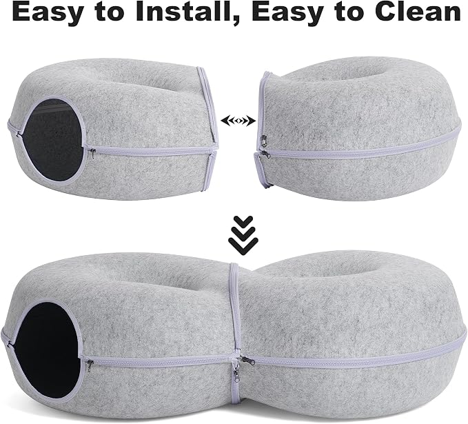 8-Shaped Large Cat Tunnel Bed for Indoor Cats, Infinite Circulation Peekaboo - Image 6