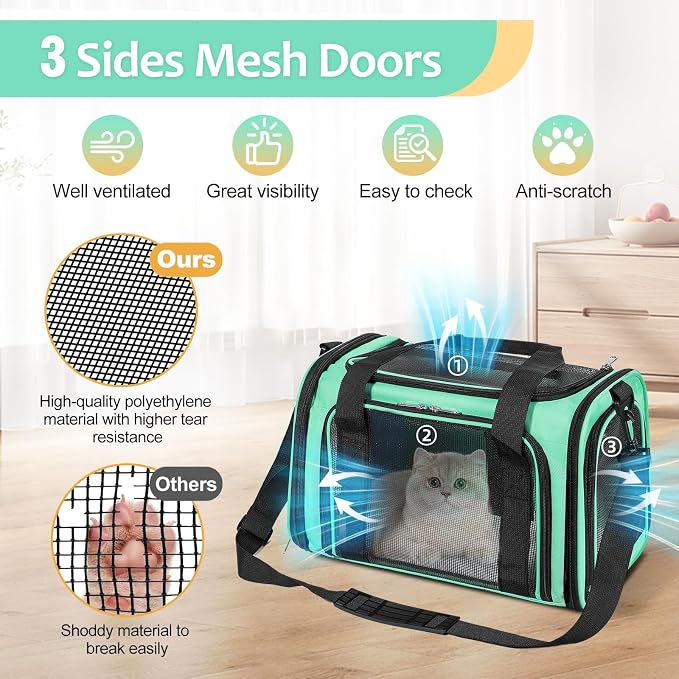 Discala Cat Dog Carrier Up to 15 Lbs TSA Airline Approved Pet Carrier - Image 6