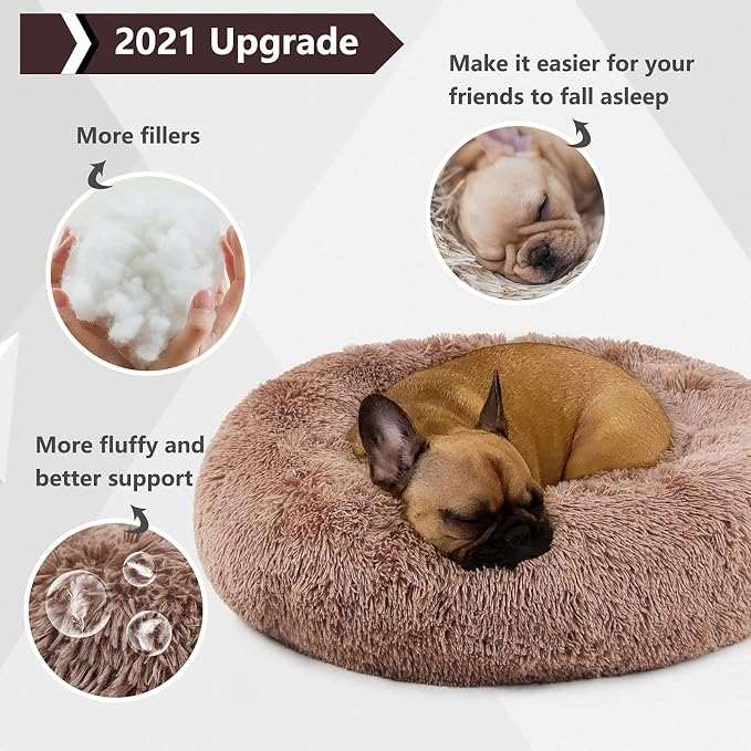 Calming Dog Bed for Medium Dogs Washable Donut 30 inches Anti-Slip Pet Bed - Image 2