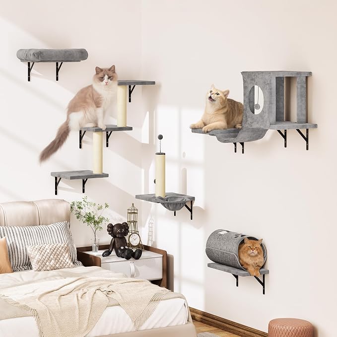 NUNU LAB 7-in-1 Wall Mounted Cat Climber Set, Cat Wall Furniture Set by NUNULAB