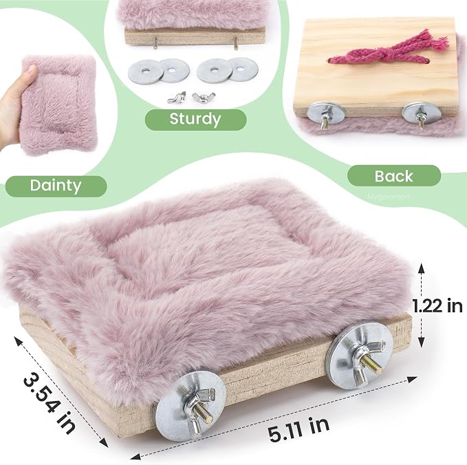 Bird Hammock Bed for Cage Parrot Perch Wooden Parakeet Sleeping Platform Winter - Image 6