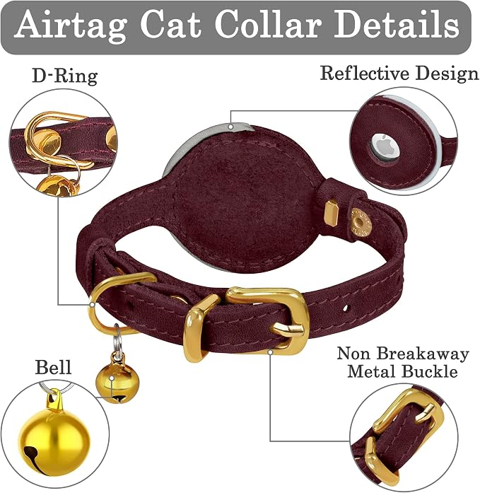OOPSDOGGY Reflective Leather AirTag Cat Collar - Image 6