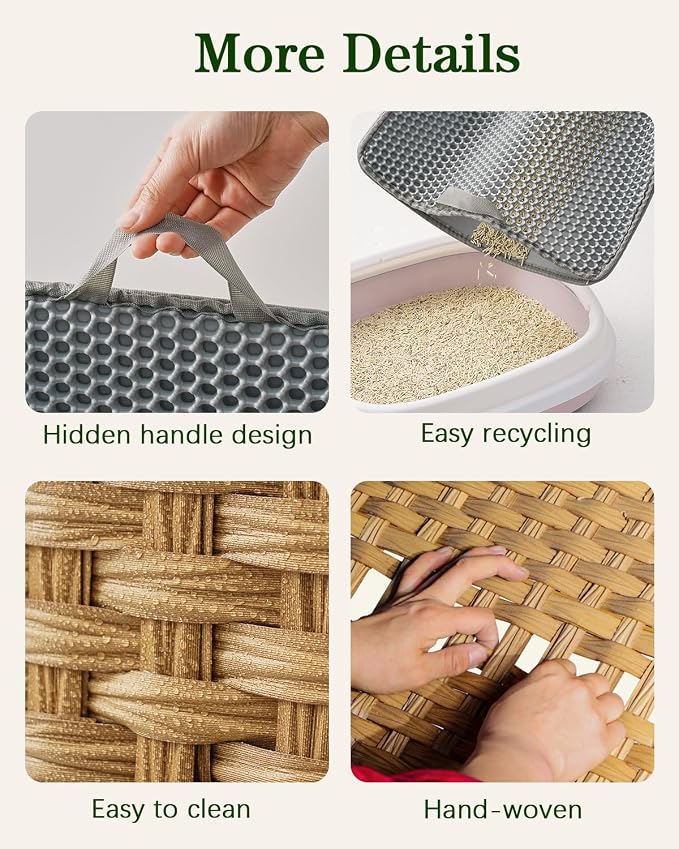 Cat Litter Box Enclosure Furniture, Handwoven Rattan Hidden Litter Box - Image 4