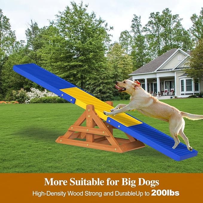 95" Wooden Dog Seesaw, Dogs Agility Course Backyard Set - Image 4