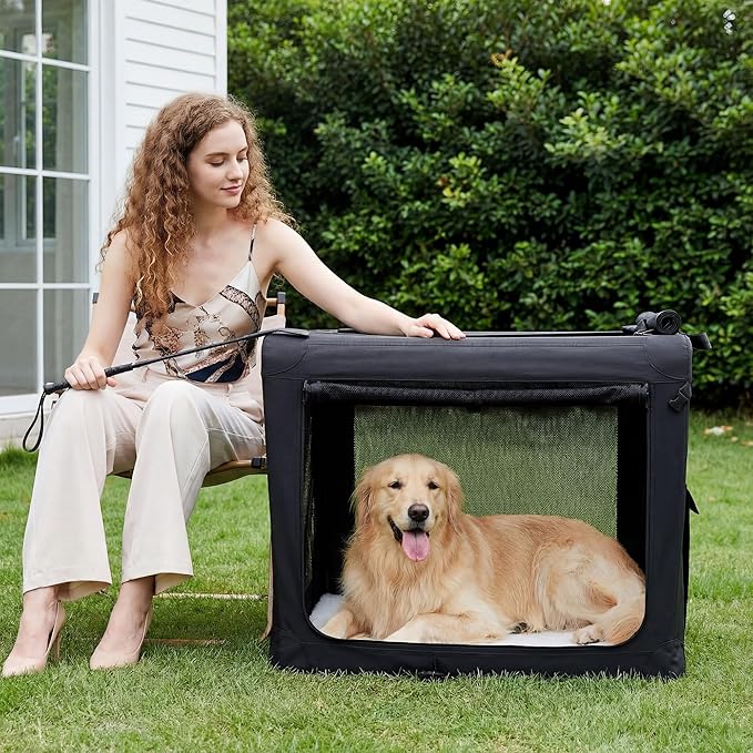 Dog Travel Crate 30 Inch, Portable Soft-Sided Travel Carriers - Image 6