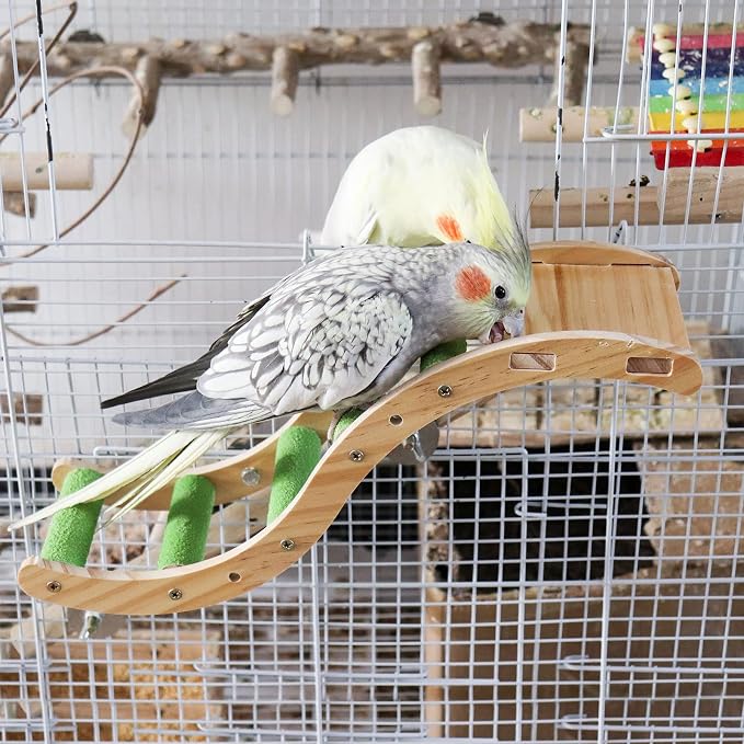 Bird Ladder Bridge, Wooden Pet Parrot Hamster Climbing Ladder Toys, Pet Bird - Image 3