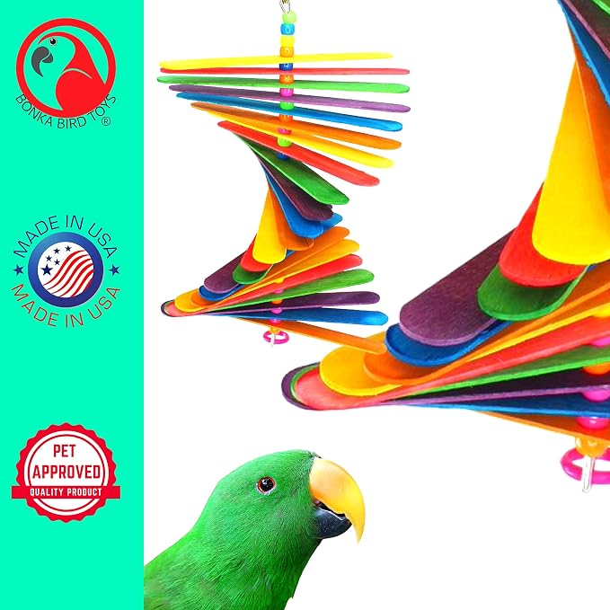 Bonka Bird Toys 867 Big Stick 9.50" x 6", Medium Parrot Chew Cage Toy, and - Image 6