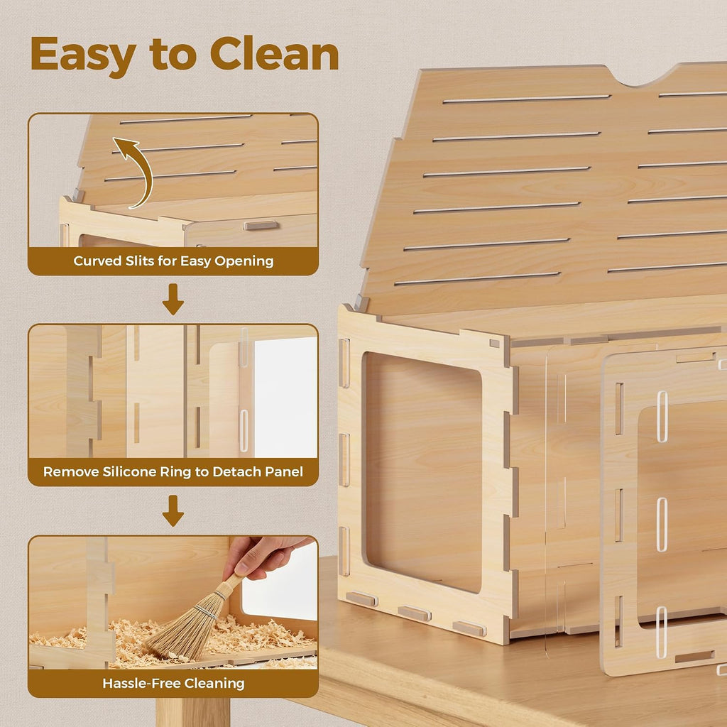 COZIWOW Wooden Hamster Cage, 32x16x16 Inch - GlobalHabitat Supply