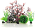 JIH Aquarium Fish Tank Plastic Plants and Cave Rock Decorations Decor Set 7 by JIH