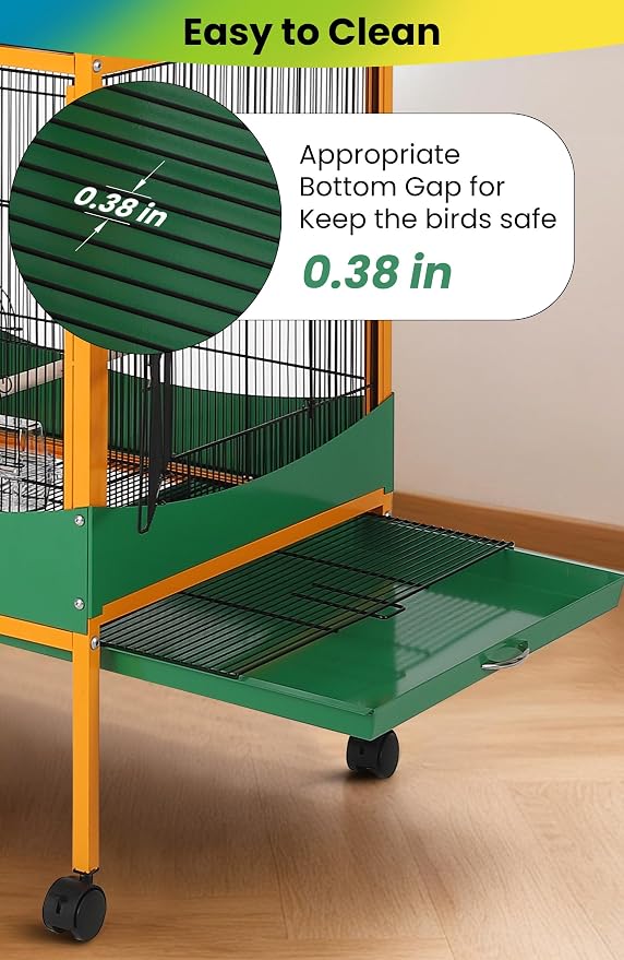 Garvee Bird Cage, w/Removeble Tray, Waterproof Roof, Lockable Caster, Indoor& - Image 6