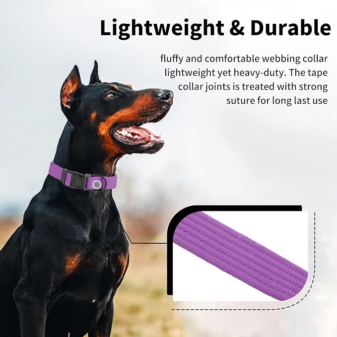 lynxking Dog Collar Soft Padded Breathable Cotton Solid Color Strong Adjustable - Image 5