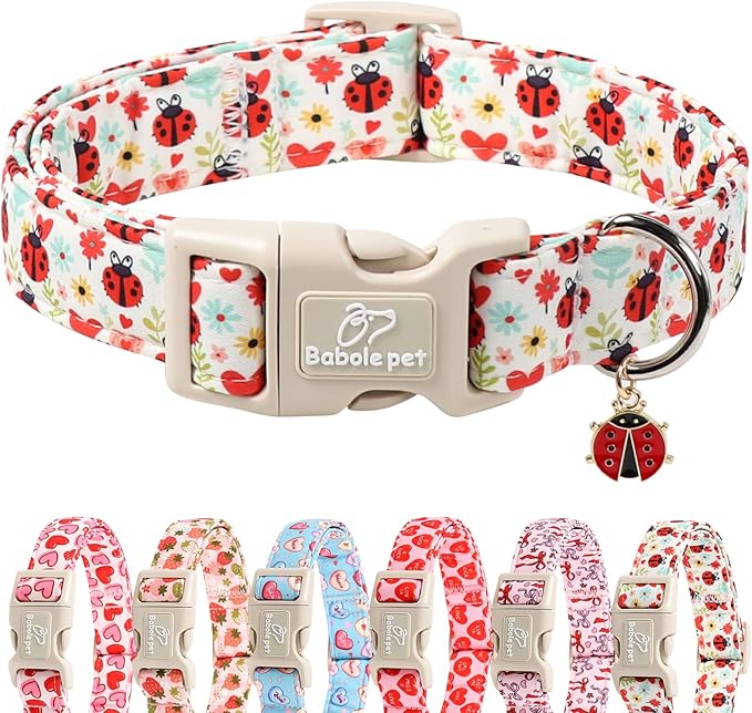 Ladybug Dog Collar for Medium Dogs by Babolepet