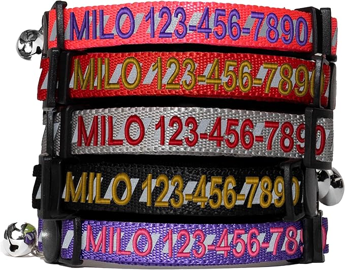 Pawtitas Personalized Black Reflective Cat Collar – Adjustable Custom Collar by Pawtitas