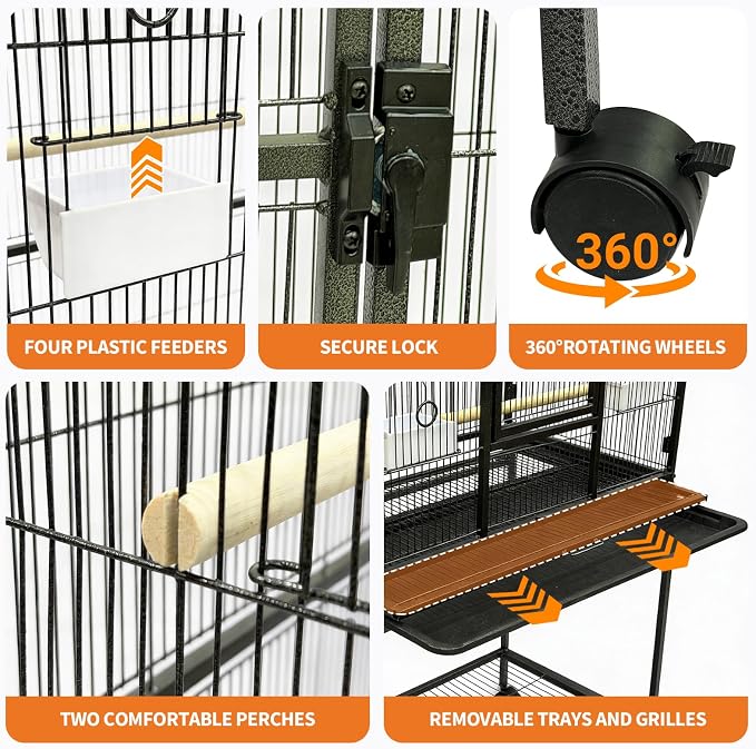 GarveeHome 62.6" H Large Bird Cage, Bird Cage - Image 4