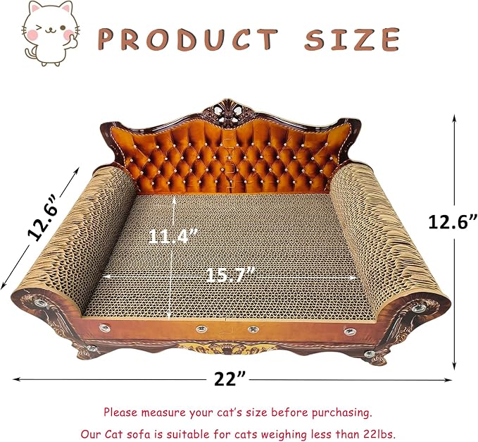 Luxury Cardboard Cat Scratcher Sofa Bed, Couch Shaped Cat Scratching Board - Image 2