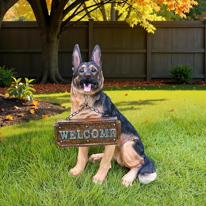German Shepherd Statue Outdoor Decorations – Dog Statues Outdoor Sitting German by Unknown