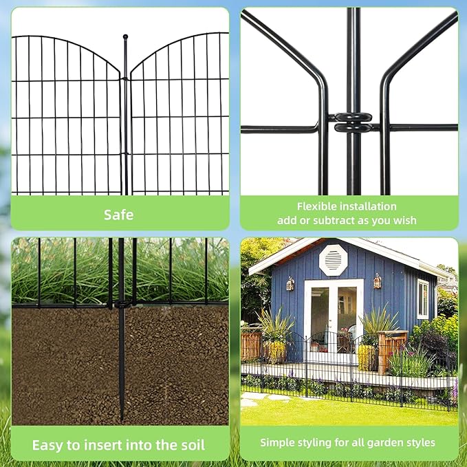 Decorative Garden Fence 40in x24ft, 10 Pack No Dig Fence Animal Barrier - Image 4