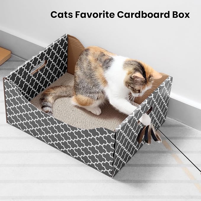 Cardboard Cat Scratcher Box, Heavy Duty Cat Scratcher Bed - Image 8