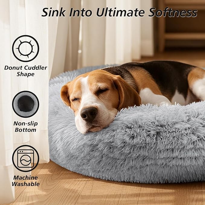 JOLLYVOGUE Calming Dog Bed Medium Size Dog, Anti-Anxiety Donut Medium Dog Bed - Image 2