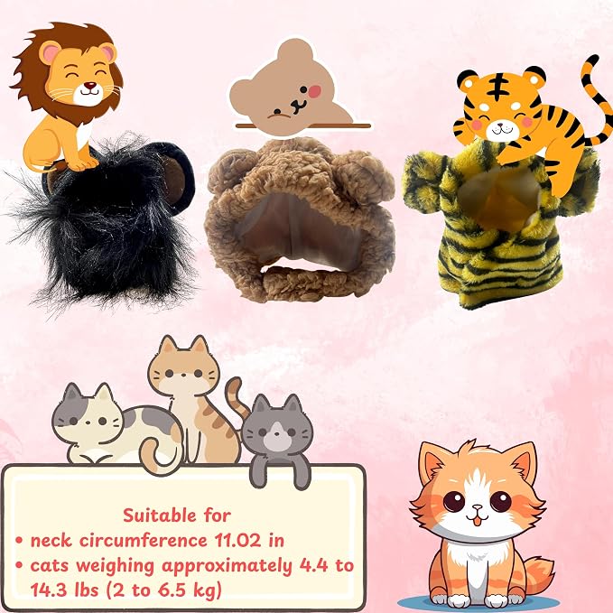 3pcs Cute Cats Hat Costumes Outfit - Image 3
