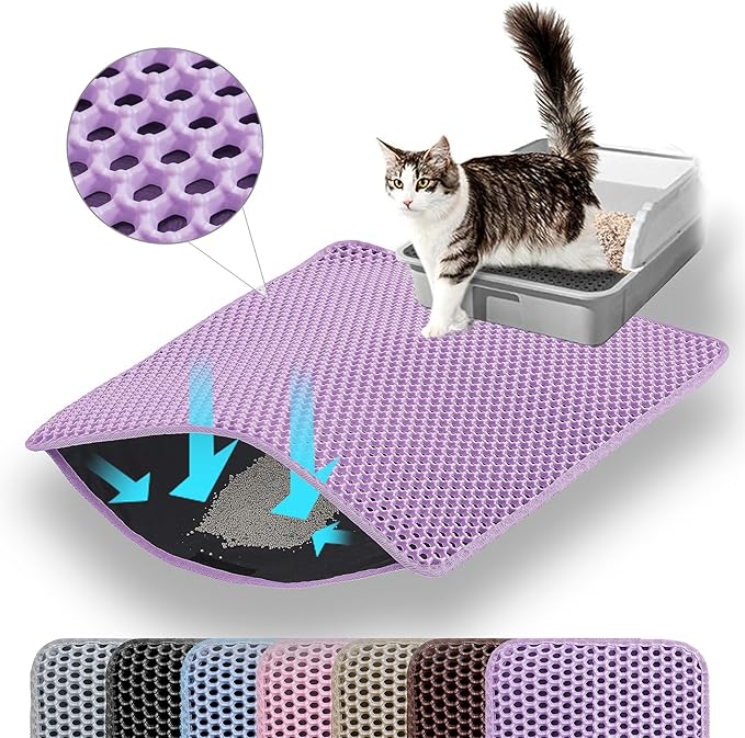 Jumbo Cat Litter Mat, 46x26 Inches Double Layer Honeycomb Litter Trapping Mat by Petinstinct
